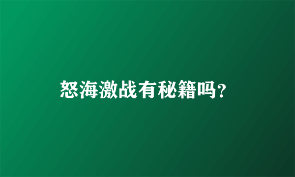 怒海激战有秘籍吗？