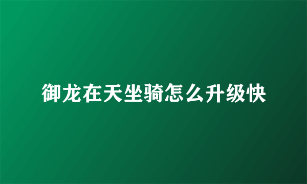 御龙在天坐骑怎么升级快