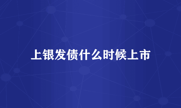 上银发债什么时候上市