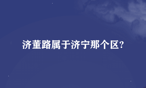 济董路属于济宁那个区?