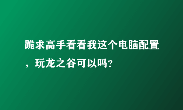 跪求高手看看我这个电脑配置，玩龙之谷可以吗？