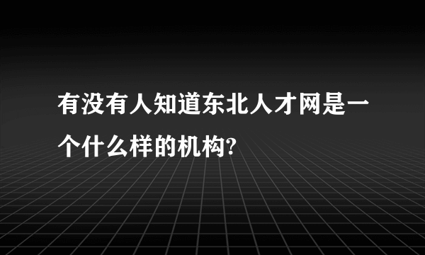 有没有人知道东北人才网是一个什么样的机构?