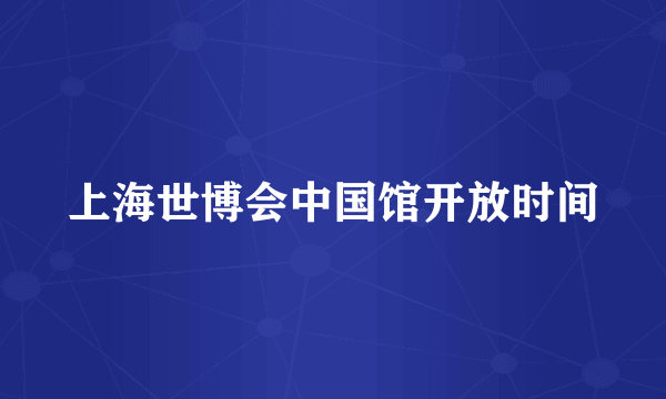 上海世博会中国馆开放时间