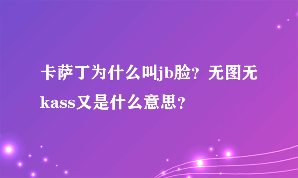 卡萨丁为什么叫jb脸？无图无kass又是什么意思？