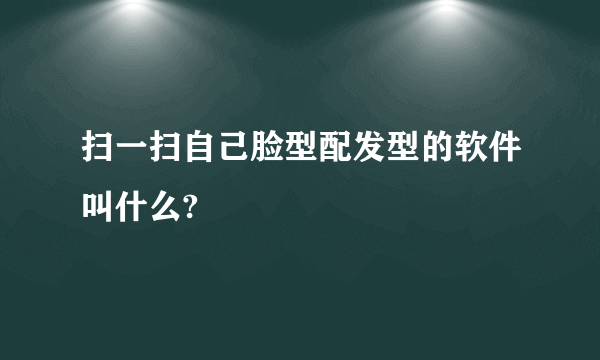 扫一扫自己脸型配发型的软件叫什么?