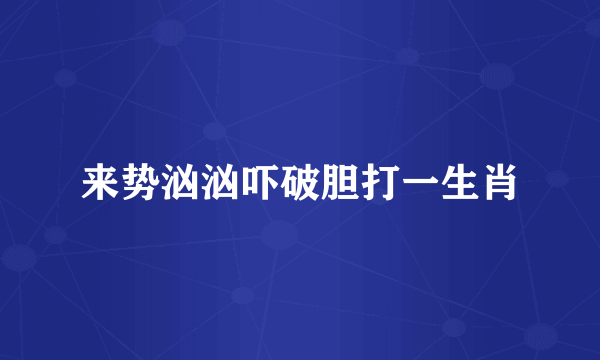 来势汹汹吓破胆打一生肖