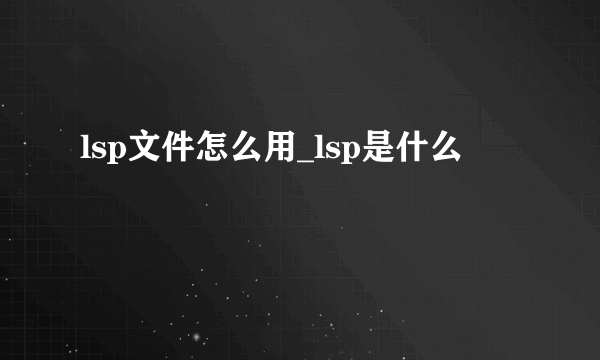 lsp文件怎么用_lsp是什么