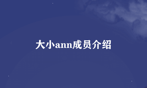 大小ann成员介绍