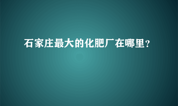 石家庄最大的化肥厂在哪里？