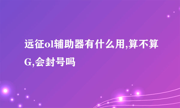远征ol辅助器有什么用,算不算G,会封号吗