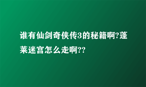 谁有仙剑奇侠传3的秘籍啊?蓬莱迷宫怎么走啊??