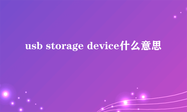 usb storage device什么意思