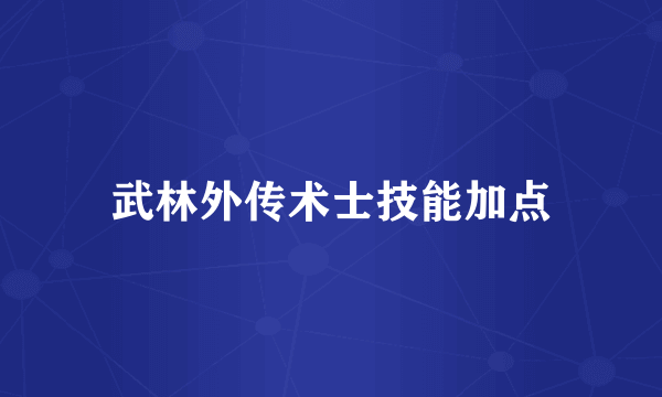 武林外传术士技能加点
