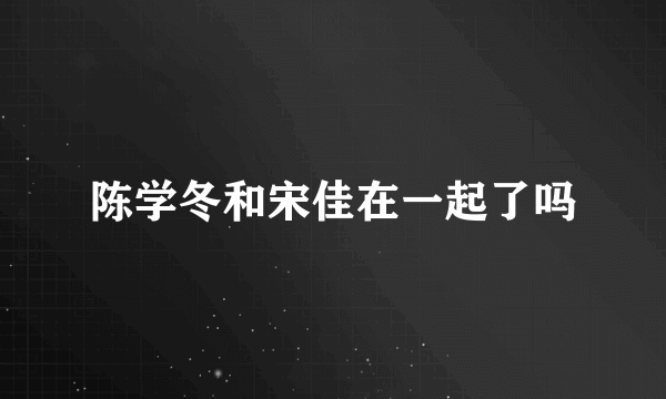 陈学冬和宋佳在一起了吗