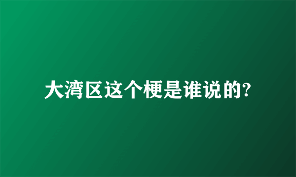 大湾区这个梗是谁说的?