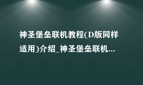 神圣堡垒联机教程(D版同样适用)介绍_神圣堡垒联机教程(D版同样适用)是什么