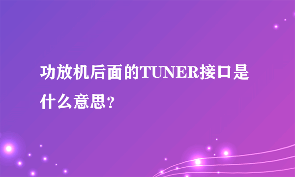 功放机后面的TUNER接口是什么意思？