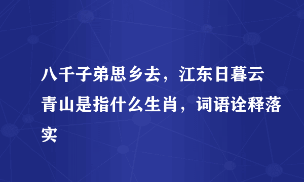 八千子弟思乡去，江东日暮云青山是指什么生肖，词语诠释落实