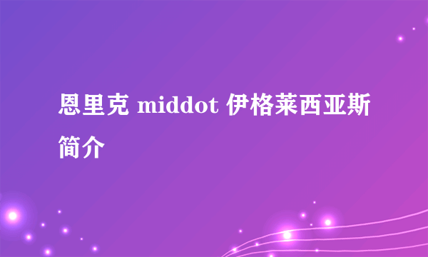 恩里克 middot 伊格莱西亚斯简介