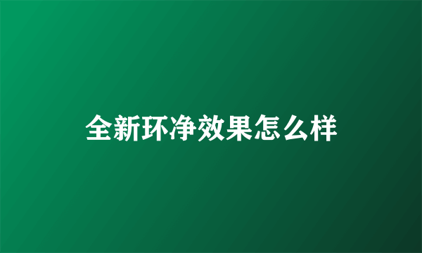 全新环净效果怎么样