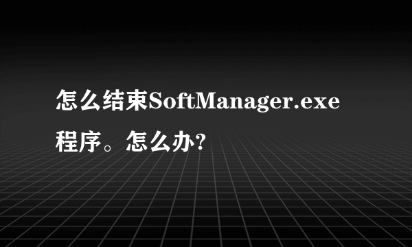 怎么结束SoftManager.exe程序。怎么办?