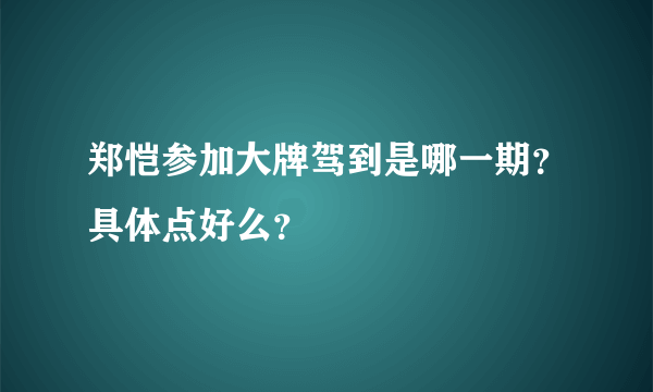 郑恺参加大牌驾到是哪一期？具体点好么？