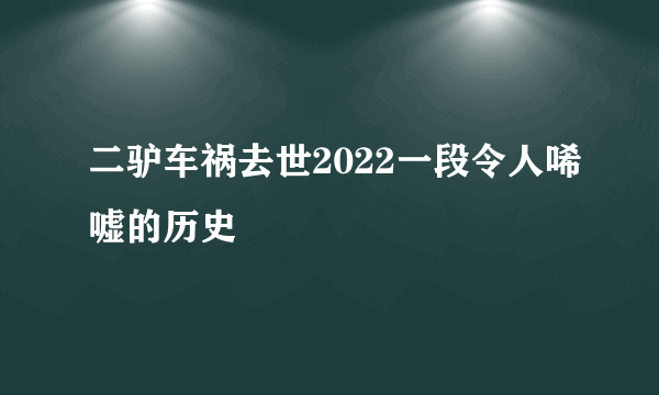 二驴车祸去世2022一段令人唏嘘的历史