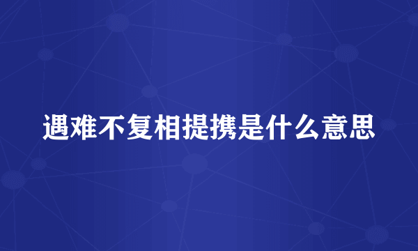 遇难不复相提携是什么意思