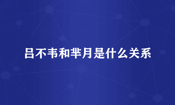吕不韦和芈月是什么关系