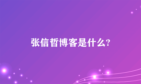 张信哲博客是什么?