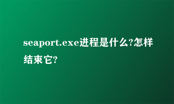seaport.exe进程是什么?怎样结束它?