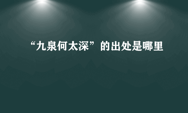 “九泉何太深”的出处是哪里
