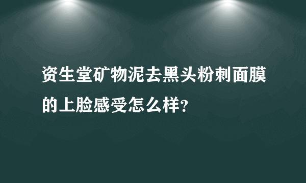 资生堂矿物泥去黑头粉刺面膜的上脸感受怎么样？