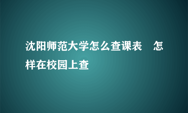沈阳师范大学怎么查课表 怎样在校园上查