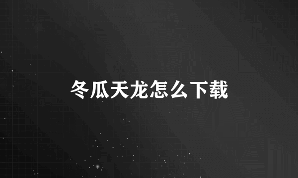 冬瓜天龙怎么下载