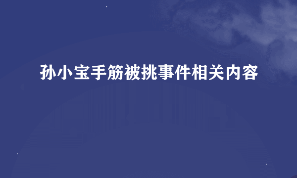 孙小宝手筋被挑事件相关内容