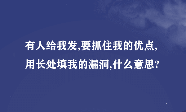 有人给我发,要抓住我的优点,用长处填我的漏洞,什么意思?