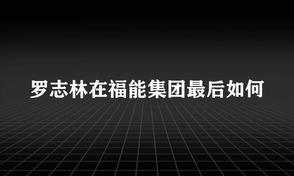 罗志林在福能集团最后如何