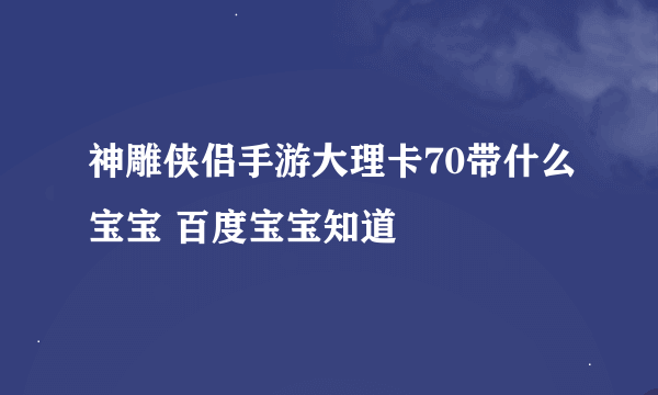 神雕侠侣手游大理卡70带什么宝宝 百度宝宝知道