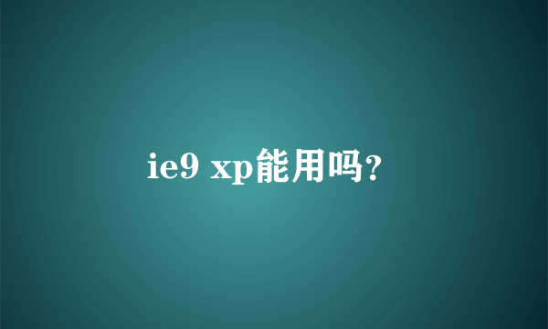ie9 xp能用吗？