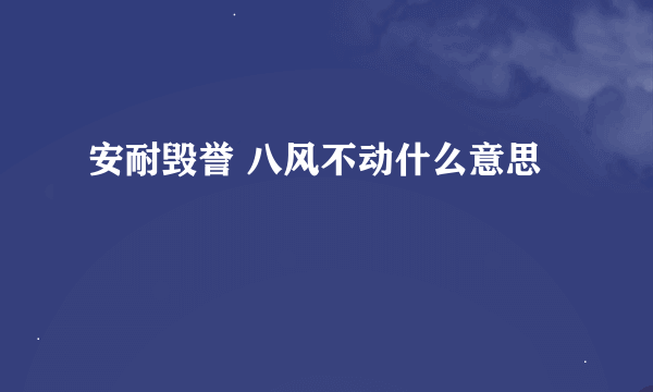 安耐毁誉 八风不动什么意思
