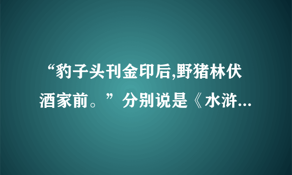 “豹子头刊金印后,野猪林伏酒家前。”分别说是《水浒传》中的谁...