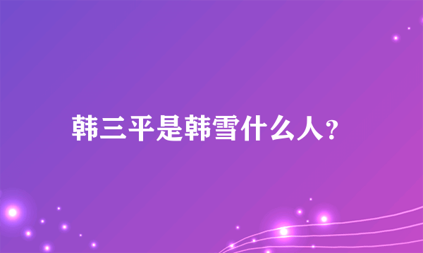 韩三平是韩雪什么人？