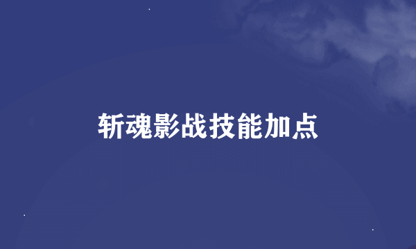 斩魂影战技能加点
