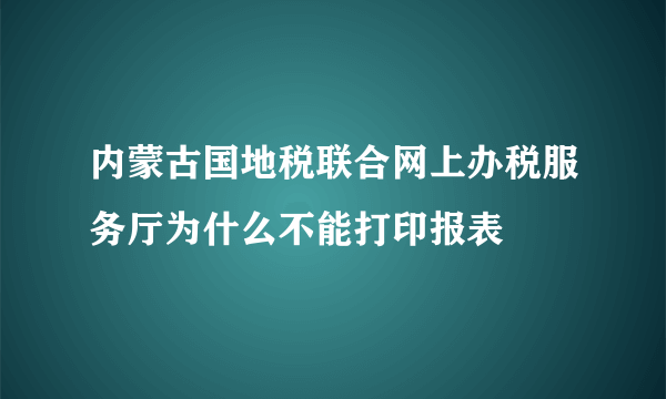 内蒙古国地税联合网上办税服务厅为什么不能打印报表