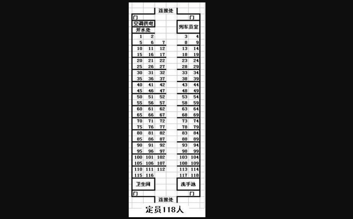 k233的11车厢座位分布