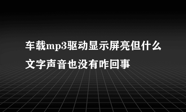车载mp3驱动显示屏亮但什么文字声音也没有咋回事