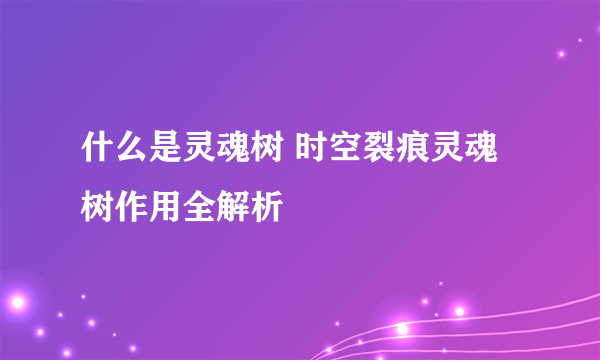 什么是灵魂树 时空裂痕灵魂树作用全解析