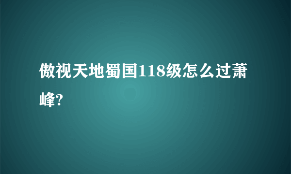 傲视天地蜀国118级怎么过萧峰?