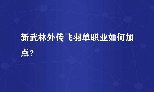 新武林外传飞羽单职业如何加点？